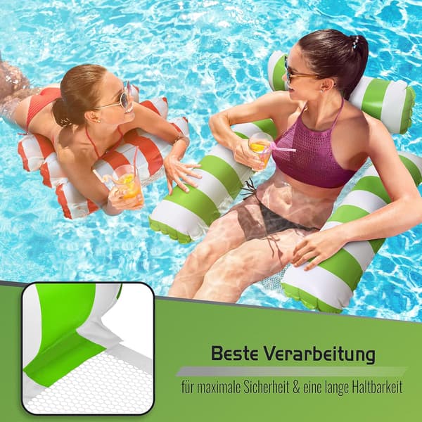 Oppustelig svømmestol til pool - Med ryglæn og armlæn - Perfekt til afslapning