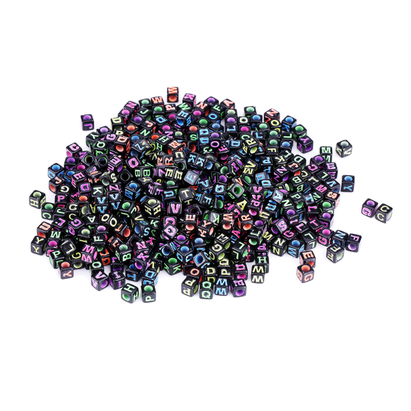 500 stk. plastik blandet kube alfabet brevperler til gør-det-selv smykker fremstilling armbånd halskæde-+