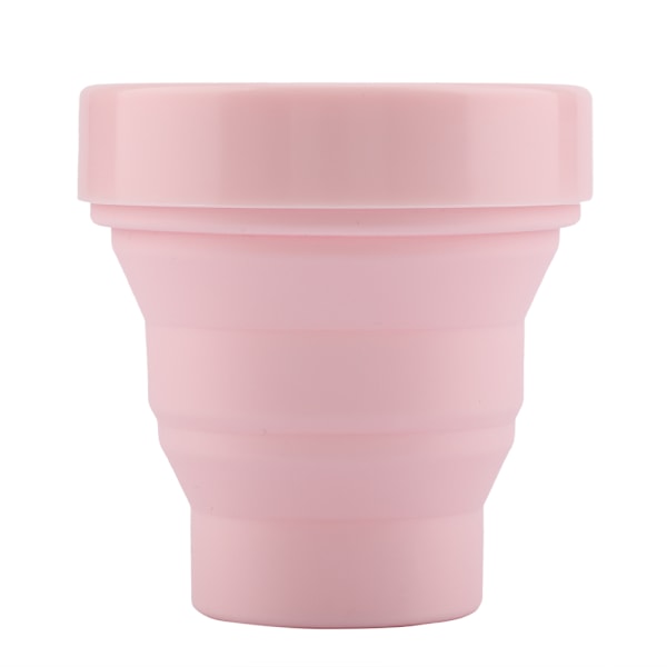 Portable Foldable Silicone Cup with Cover - Pink