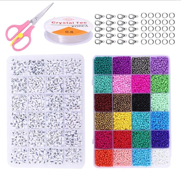 DIY Perlesæt Seed beads 3mm 2400st Bogstavsperler multifarve multifärg multicolor