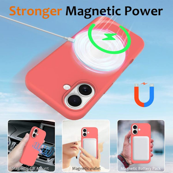 【BEMS】iPhone 17 Støtsikkert silikondeksel med MagSafe Rosa Orange