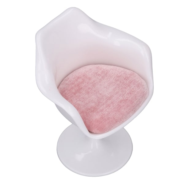 Dukkehus kontorstol ABS Hvid Pink Runde fødder Casual Roterbar stol til 1:6 dukkehus med armlæn
