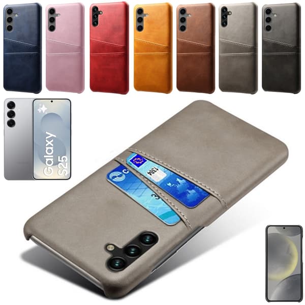 【BEMS】Kompatibel med Samsung Galaxy S25 skal 2 kortfack grå - Grå Grå Samsung S25