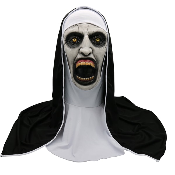 Halloween nonne Skrekkmaske Cosplay Skremmende lateksmasker med hodeskjerf helhjelm Halloween festrekvisitter