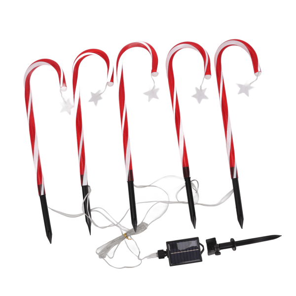 Christmas Candy Cane Lights 1 för 5 IP65 vattentät 8 lägen 600mAh batteri Candy Cane Pathway Markers Lights for Outdoor /