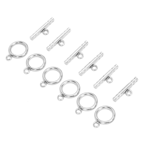 Runda T-formade Spännen i Rostfritt Stål för Halsband Smyckestillverkning Stål Färg