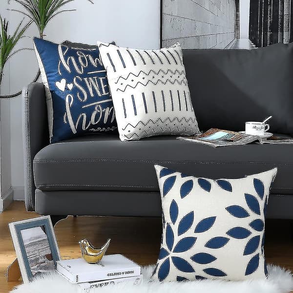 【BEMS】Pillowcase, pillowcase 60 x 60 set of 4 navy blue square decorative pillow
