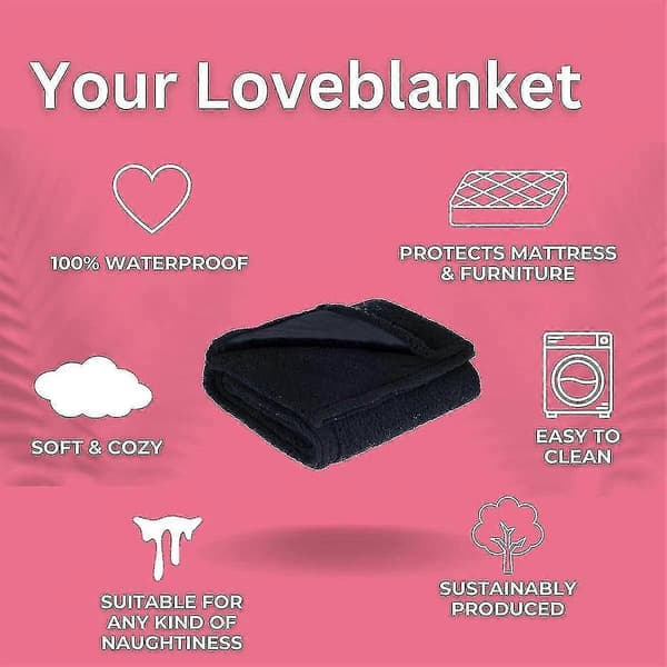 Qian Loveblanket - Vandtæt kærlighedstæppe til par, 40 * 57 tommer sort, til intimitet i sengen Sort Black 28*40in