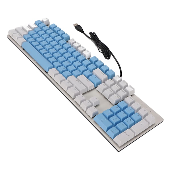 104 Tangenters Mekaniskt Tangentbord Blå Brytare RGB USB Slitstarkt Reptåligt Gaming Tangentbord Vit Blå