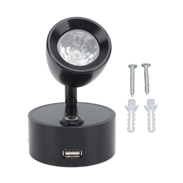 Læselampe til autocamper LED indendørs sengelampe Båd Yacht USB Genopladelig Justerbar Touch Lampe DC12 til 24V Sort