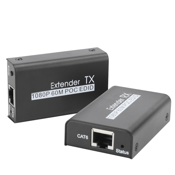 TIMH HDMI Extender 60M Internet Transmitter til POC Kabel Strøm EDID Læringsfunktion 100‑240VEU