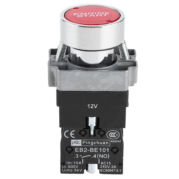 Tændingsswitch Motorstarter 12V 10A LED Bil Modificeringsknap OneKey Start Push
