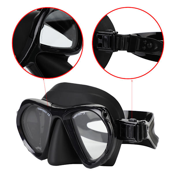KEEP DIVING Bærbar Dykkemaske for Voksne - Svømmebriller Undervannsutstyr (Svart)