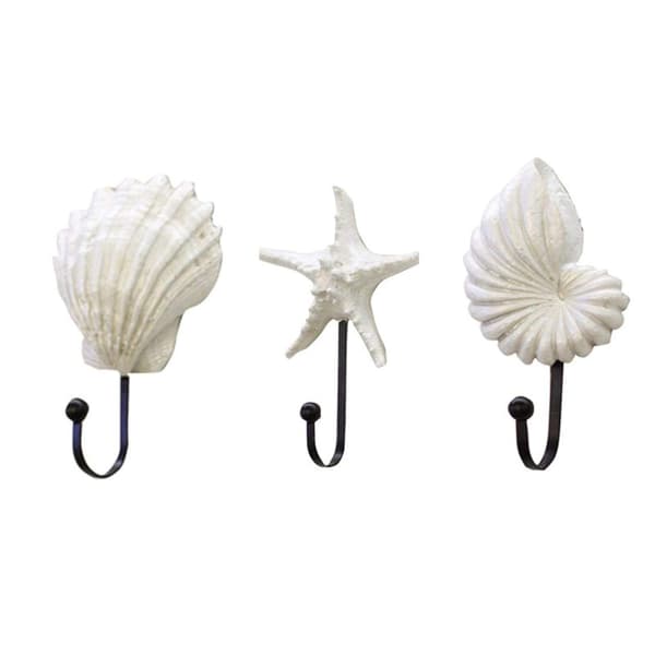 【BEMS】Wall Coat Rack, 3 Pcs Resin Hangers Decorative Hooks (White)