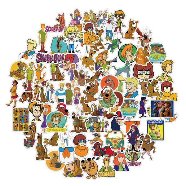 200 sarjakuvakomediaelokuvaa Scooby Doodle -tarroja vedenpitävä mopsi