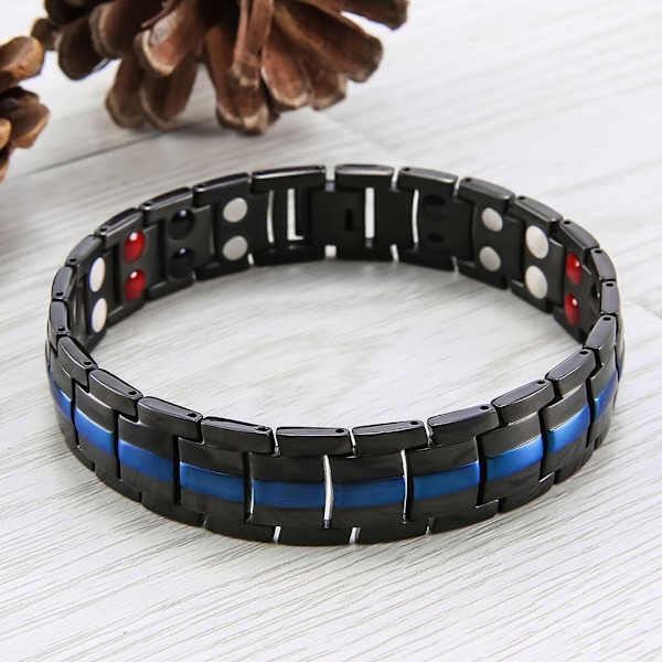 Magnetiskt Armband för Män, Trötthetsreducering, Smärtlindring, Hälsosamt Magnetarmband (Svart Blå)