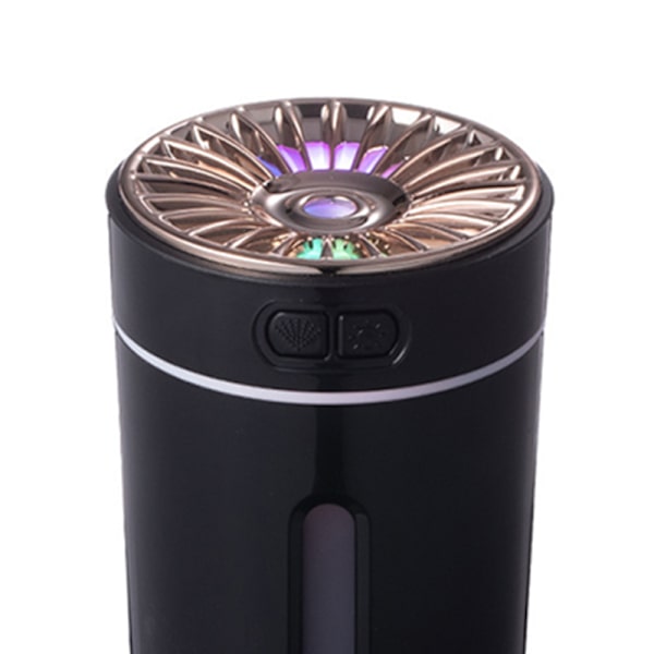 Luftfugter til bil 300 ml Kapacitet Farverig natlampe Mini USB Bærbar æterisk oliespreder til hjemmekontor Sort
