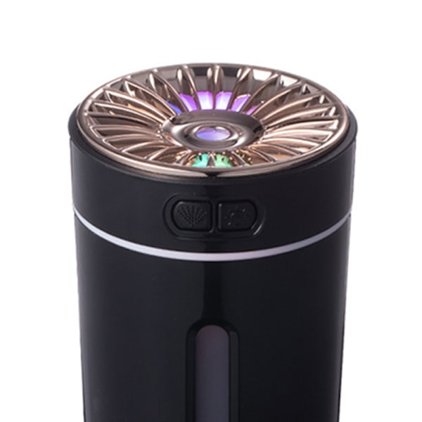 Luftfukter for bil 300 ml Kapasitet Fargerik nattlampe Mini USB Bærbar eterisk oljespreder for hjemmekontor Svart