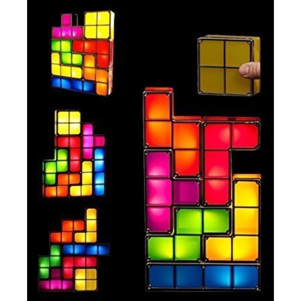 Tetris Lampa, Attoe LED Tetris Stapelbar Nattlampa 7 Färger Induktionslåsbord Europeiska specifikationer