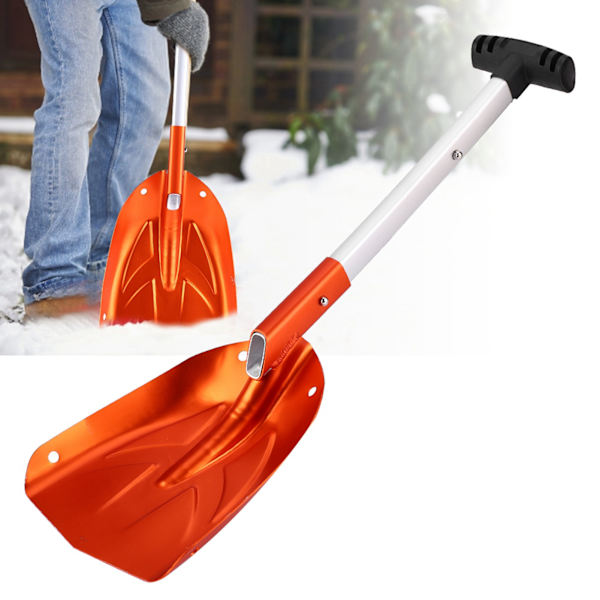 Teleskopisk snøskuffe i aluminium, avtakbar, oransje
