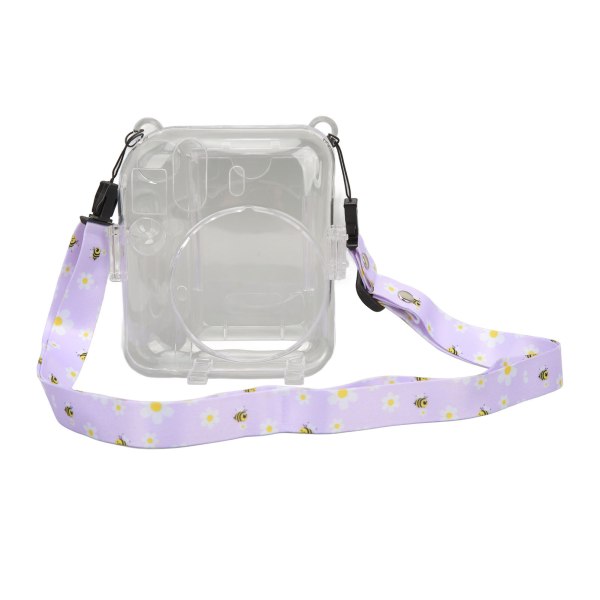 Instant Camera Case Kit Skulderstropp klistremerke Kameraveske Slitesterk kamerabeskyttende gjennomsiktig veske for Instax Mini 12 Lilla /
