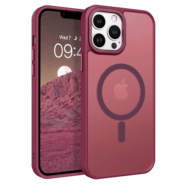 【BEMS】Compatible with iPhone 14 PLUS Case - Magsafe Frosted Case – Burgundy Red red