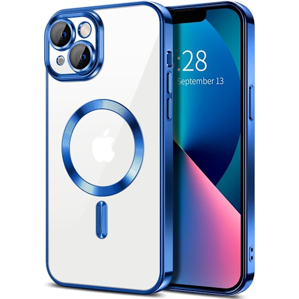 Compatible with iPhone 15 Case - Metallic Case with Magnetic Compatibility, Slim Design - blue blue