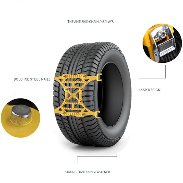 Bil Snøkjettinger Antislipp Nødsituasjon Dekkstropper Vinter Bærbare Hjulkjeder for Biler og Lastebiler