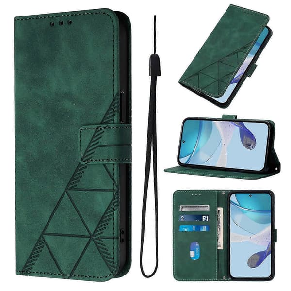 Doogee N55 Plus plånboksfodral, 3D-präglat fällfodral med kortfack, magnetspänne och handledsrem green