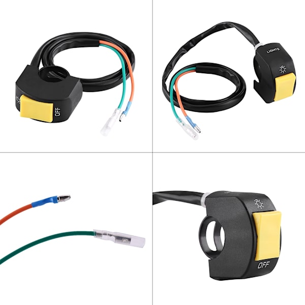 Motorcykel 7/8 tommer Styremonteret LED Forlygte Tænd/Sluk Kontakt med Gul Knap
