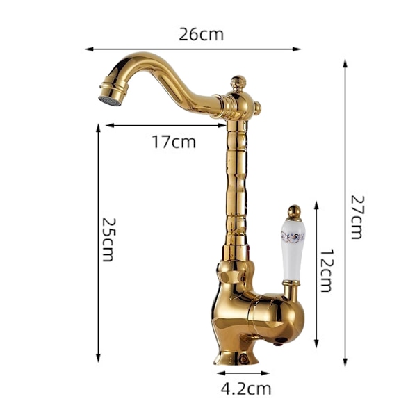 1 pc. retro faucet - gold - high style - ceramic handle