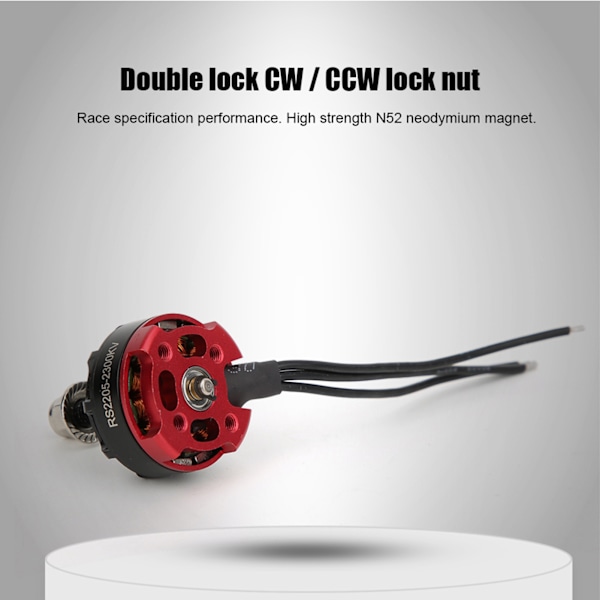 RS2205 2300KV Børsteløs Motor CW med Sølvmøtrik KSX3566 til FPV Racing Firehjulstræk FPV Multicopter (Rød)
