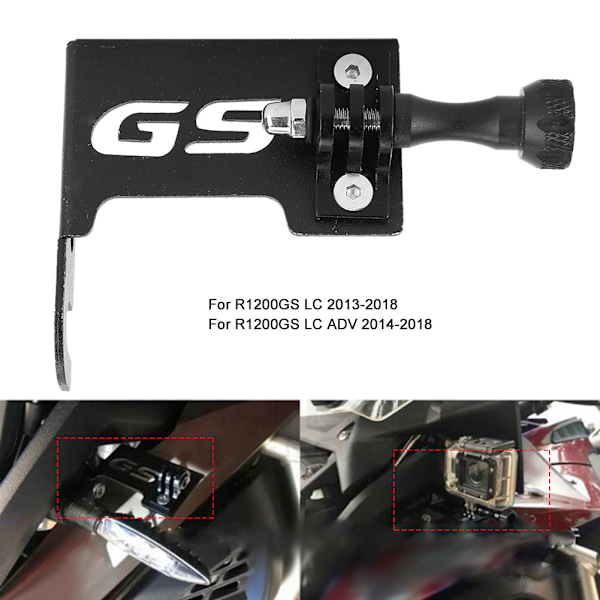Action Camera Mount Data Recorder Bracket -pidike moottoripyörän muunnossarja R1200 GS LC ADV14-18 -malliin, musta