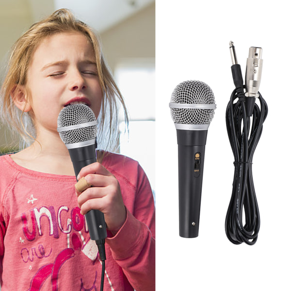 TIMH XLR-mikrofon med XLR til 1/4-tommers kabellydtilkobling Håndholdt mikrofon Egnet for scenekaraoke-sang og opptak