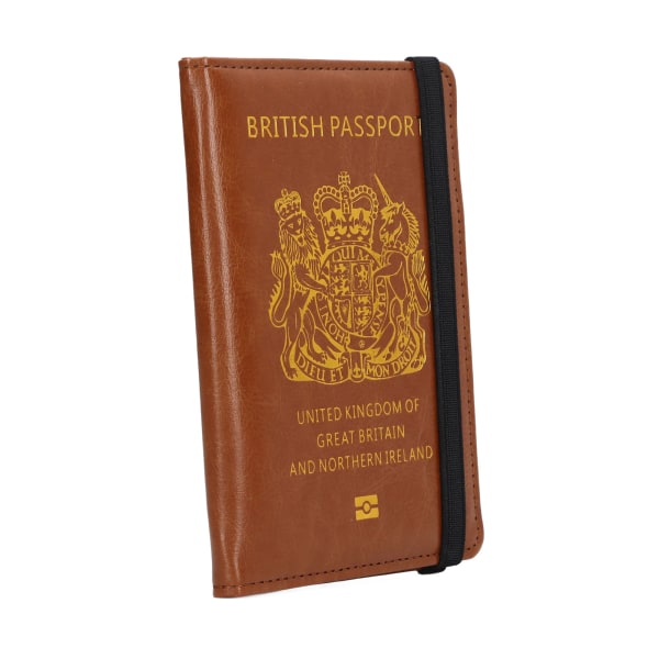 UK Passkortshållare Brun Säker Vattentät Antimagnetisk PU Läder Passport Cover för Travel Business Outdoor