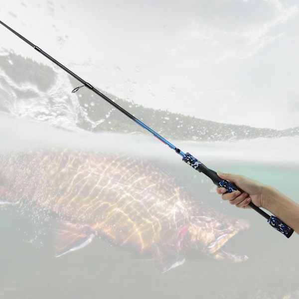Kolfiber Lättvikts Spinnfiskespö Teleskopiskt Fiskespö (blå camo 1.68m rakt)