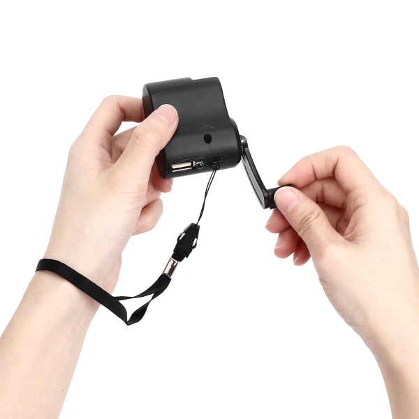 USB käsikampipuhelinlaturi Kannettava power - USB laturi retkeilyyn retkeilyyn, musta /