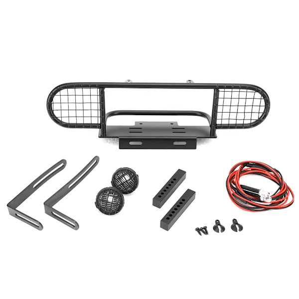 Metallisk Frontstötfångare för Land Rover Defender SCX10 D90 D110 1/10 RC Bilmodell Leksakstillbehör svart