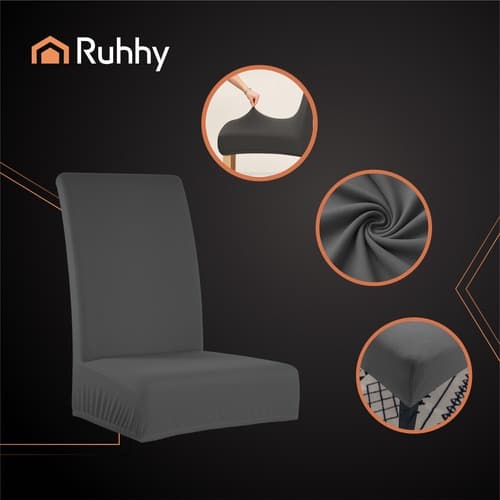 Tuolinpäällinen sametti / Tuolinpäällinen 6 kpl tummanharmaa Mörkgrå gray