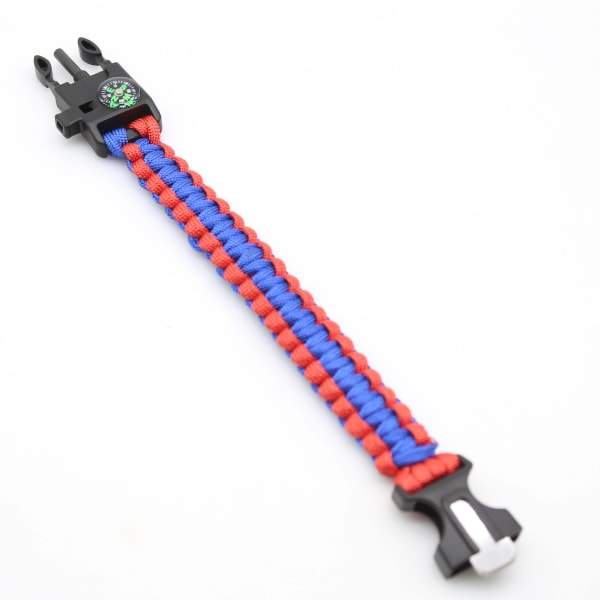 5-i-1 Survival Armbånd 7 Core Paracord Emergency Sports Armbånd Gear Vandtæt kompas Rescue Whistle Multiværktøj Wilderness Adventure Accessories red plus blue