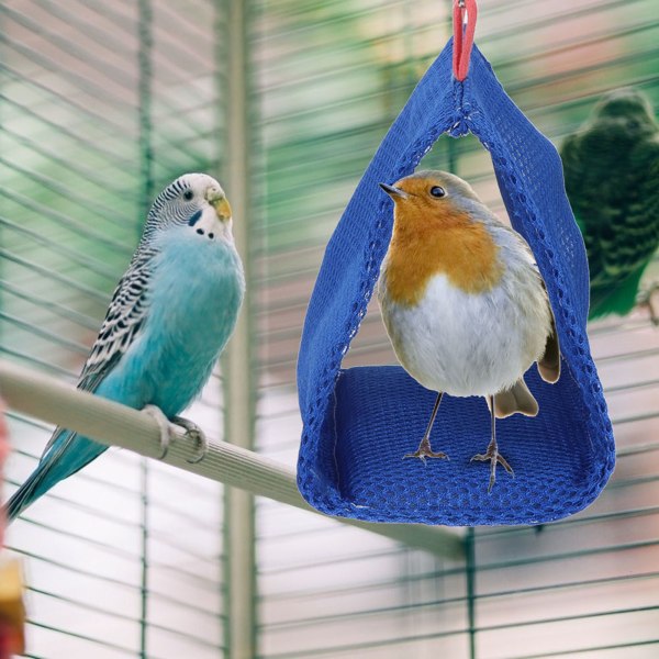 TIMH sommer åndbart mesh kæledyr fugl papegøje rede hængekøje seng hamster hus bur legetøj (blå)