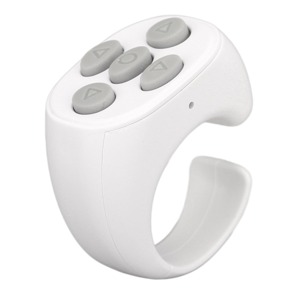 Bluetooth Fjernbetjening Multifunktionel Ring Design Trådløs Telefon Selfie Lukker til Hjem Hvid