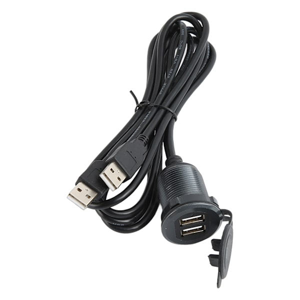 2 porter dobbel USB 2.0 hann til USB 2.0 hunn 1 meter 480 Mbps profesjonell plug and play USB dashbordmonteringskabel med LED-lys