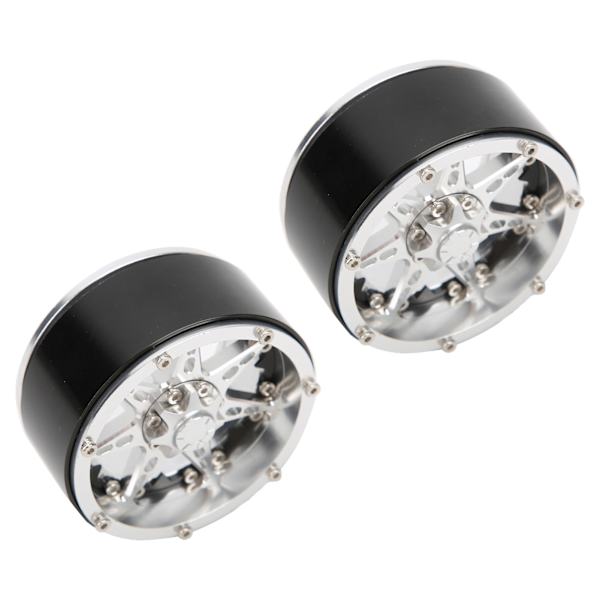 2 stk RC Aluminiumslegering Beadlock Hjulfelg Nav for SCX10 / TRX4 / TRX6 1/10 RC Bil Oppgraderingsdeler Sølv Svart
