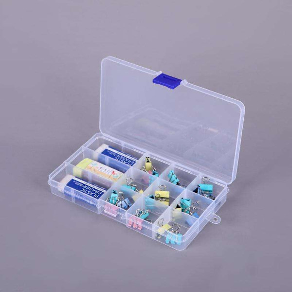 【BEMS】Compatible Storage Box with 15 Compartments - 17.4 x 9.8 cm - Organizer Transparent transparent