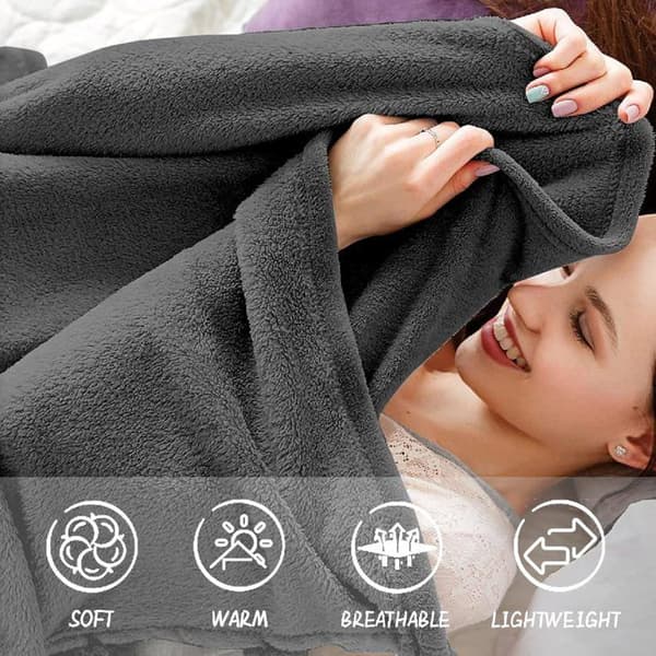 Fleece tæppe 150x200cm - Blødt og varmt tæppe til 2 personer - Overlegen kvalitet mørkegrå - Sofa og seng