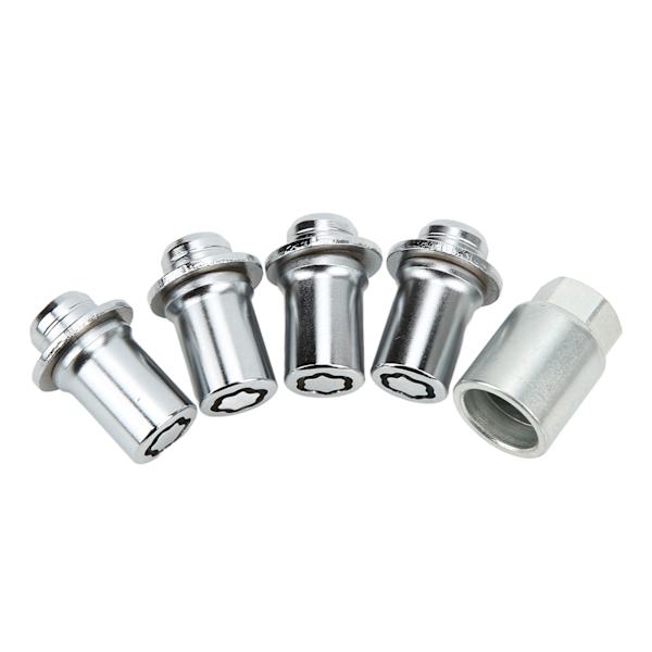 5 st/set Nickel krom hjullåssats Däck Stöldskyddsdesign Fordonsdelar 00276-00901