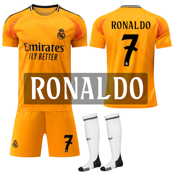 2024 Real Madrid Borta Orange tröja nr 7 Ronaldo fotbollströja No.7 Ronaldo #28(150-160 cm)