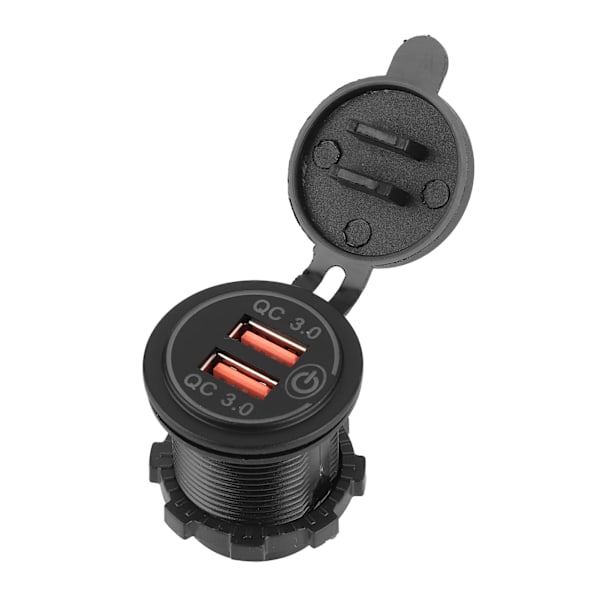 Billader Dobbel USB-port QC3.0 Hurtiglading med Touch Switch for 12‑24V Båt Motorsykkel ATV RV Grønn LED-indikator