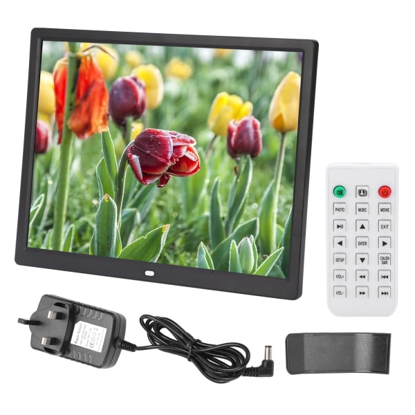 15 tommers HD digital fotoramme 1024x768 oppløsning Støtte MP3/MP4/bildeavspilling 100V-240VUK Plugg /